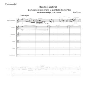 Desde el umbral, para saxofón soprano y quinteto de cuerdas